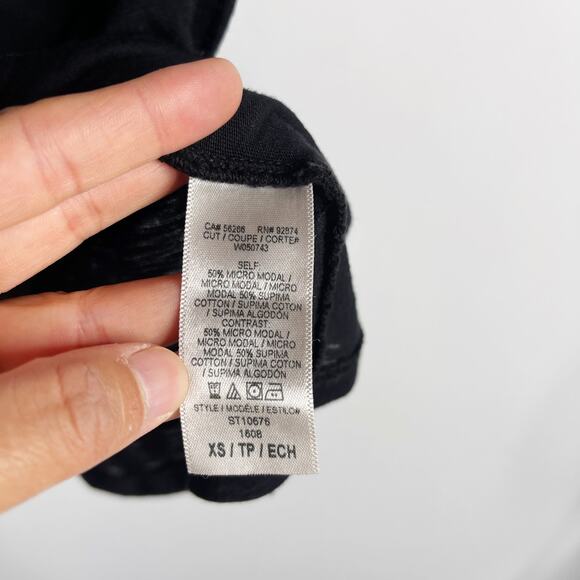 New Splendid XSmall Black Cowl Neck Sleeveless Slub Jersey Tank Top Modal Supima - Picture 8 of 11